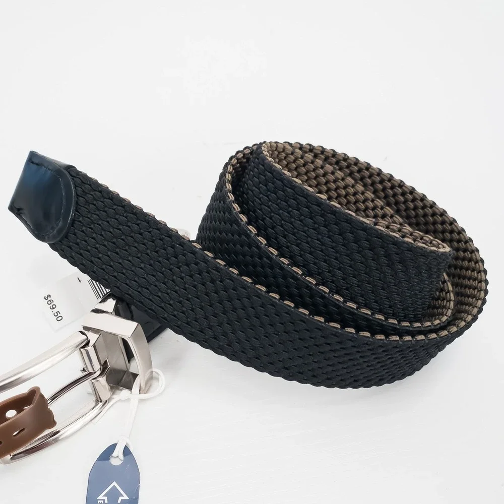 Tommy Bahama Belt Mens Olive Black‎ Reversible Braided Stretch Small 30-32